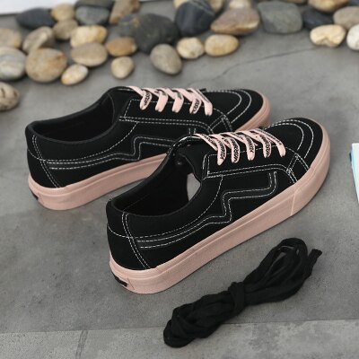 Kvinder fritidssko blandede farver snøre dame sneakers tenis feminino zapatillas deportivas mujer chaussure femme 35-40: Sort lyserød / 36