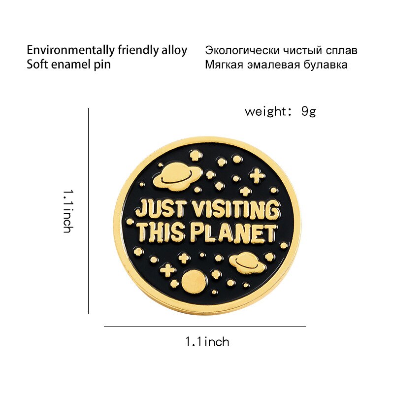 Bezoek deze planeet, emaille pinnen, grappige ufo-sterren, broches voor sieraden, jeansaccessoires, ruimtespeldjes, badges