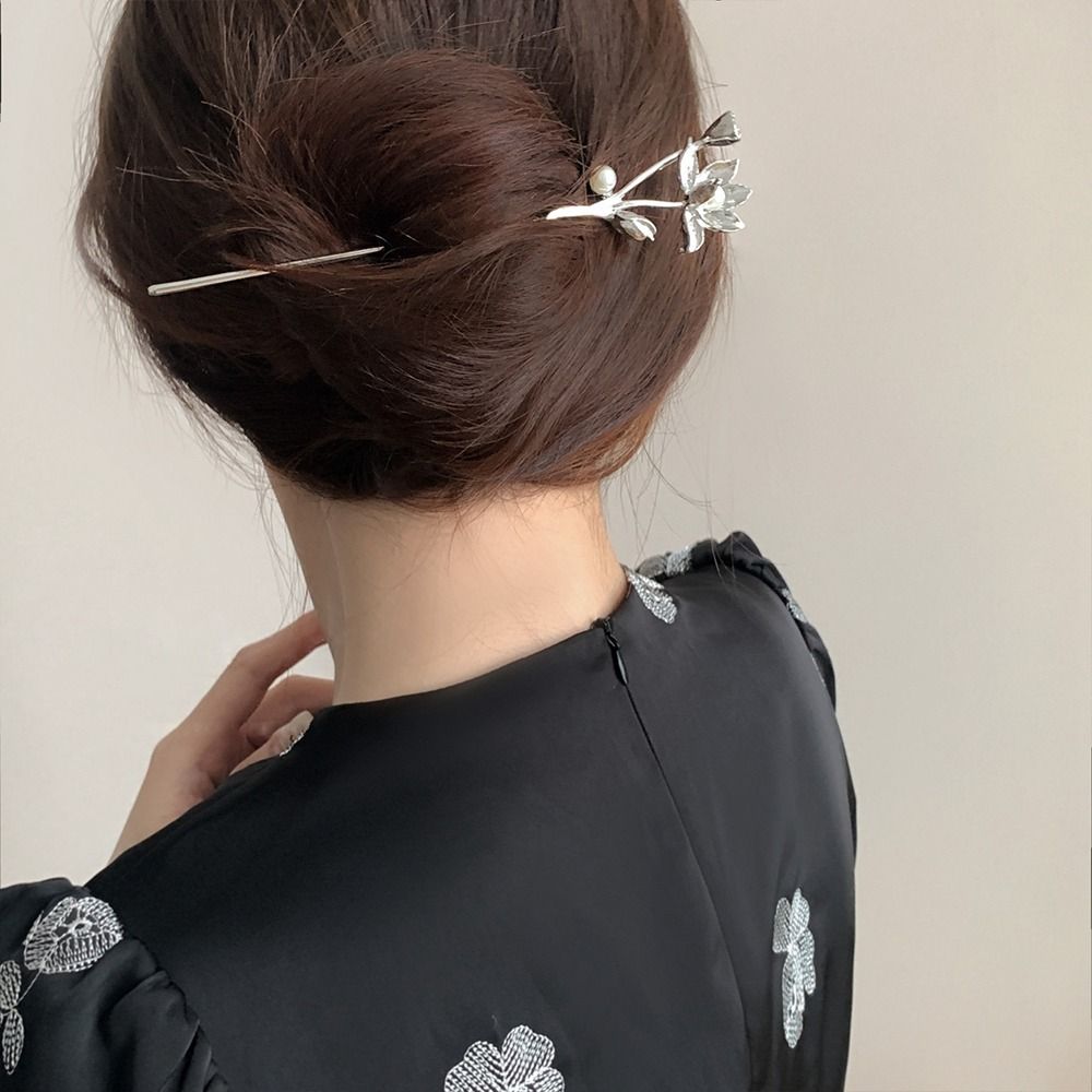 Herramienta de de peinado de loto y flor de perla antigua, horquilla de Metal, palillos para el cabello Hanfu, horquilla de estilo antiguo, tocado de estilo chino