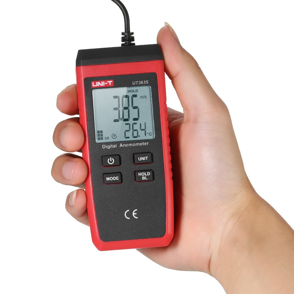 UNI- T UT363S Anemometer Mini LCD Digital Anemometer Handheld Wind Speed Meter Air Velocity Temperature Tester