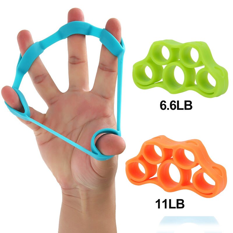 Finger modstand bånd finger hånd greb muskel styrke træning elastisk bånd gummibånd hånd stretch expander fitness udstyr: Grøn orange