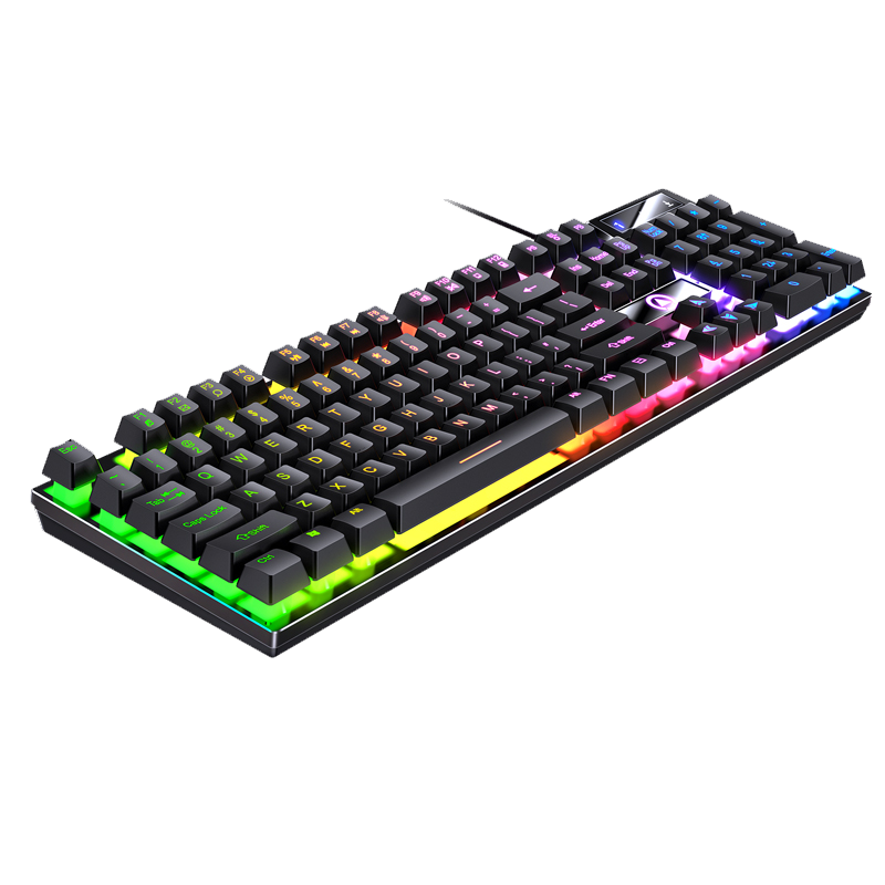 Bedraad USB-gamingtoetsenbord met achtergrondverlichting, 104-toetsen gamertoetsenbord voor computer/laptop/pc, ergonomisch , kantoorgamingaccessoire