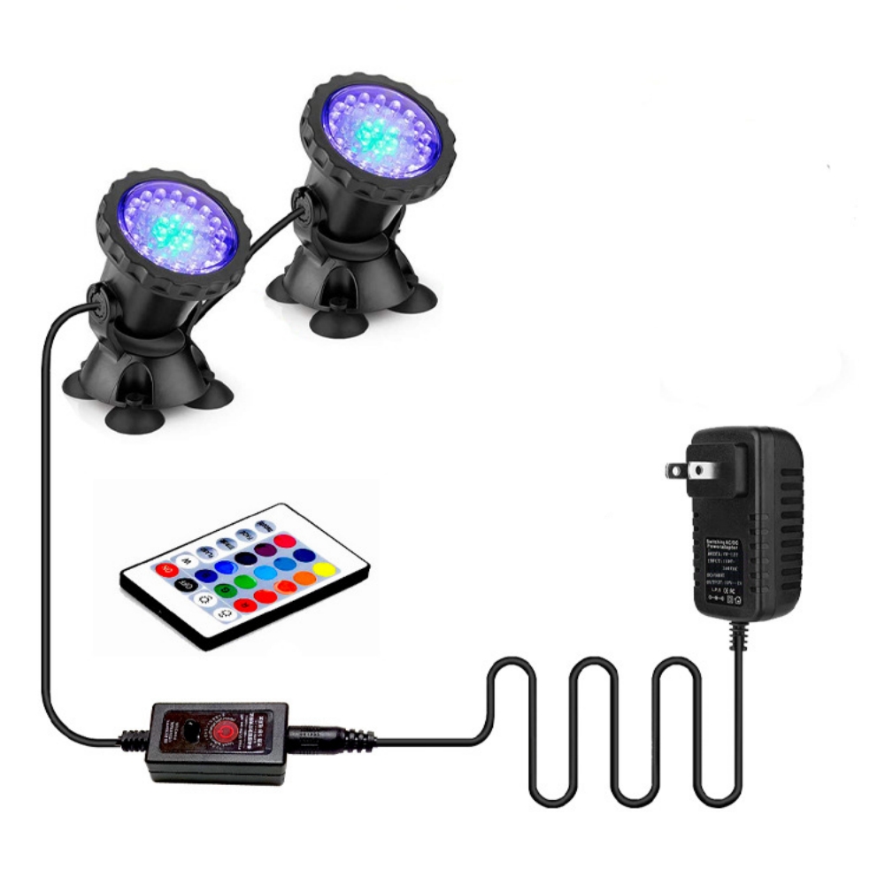36LEDs RGB Underwater Spotlight 12V IP68 Waterproof Fountain Fish Tank Swimming Pool Pond Aquarium Garden Lamps