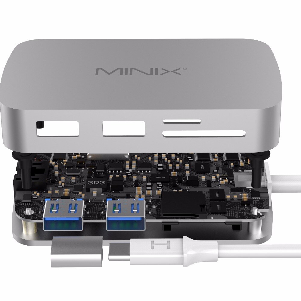 Minix neo c tipo-c adaptador multiport com hdmi-saída compatível 4k gigabit ethernet USB-C para carregar compatível com macbook