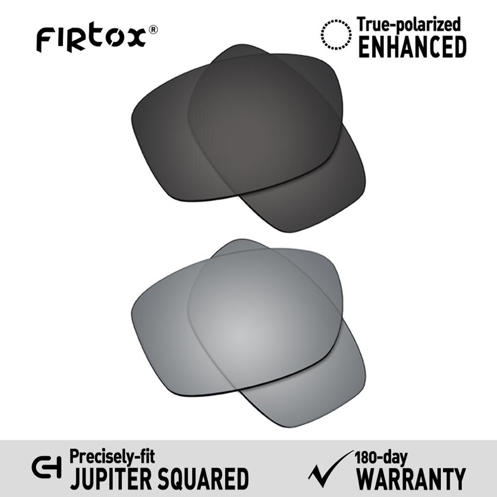 Firtox cierto UV400 lentes polarizadas de reemplazo para Oakley Jupiter cuadrado OO9135 gafas de sol (compatible solo lentes)-Varios: Black-Silver