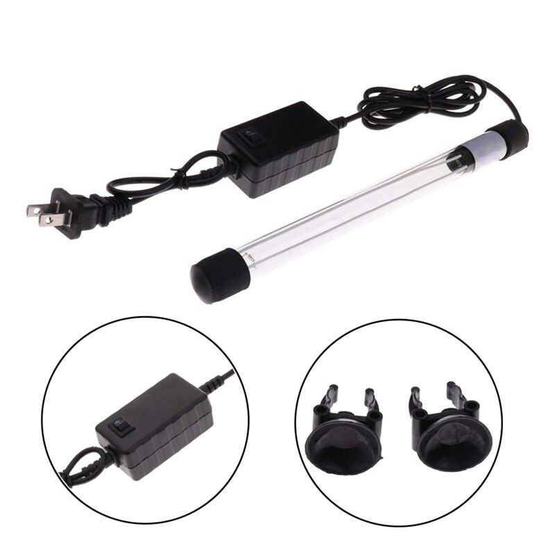 Lámpara germicida UV para acuario, luz sumergible, desinfección impermeable para pecera, 20V, 5/7/9/11/13W