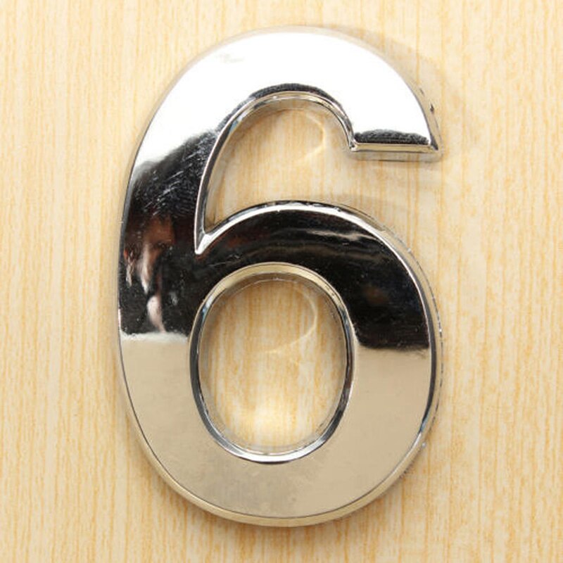 5cm 3D Digits 0-9 Number Stickers,3D Number,Metal,Digital Number Plate,Numbers,Digital,Address Plaque,DIY,Silver