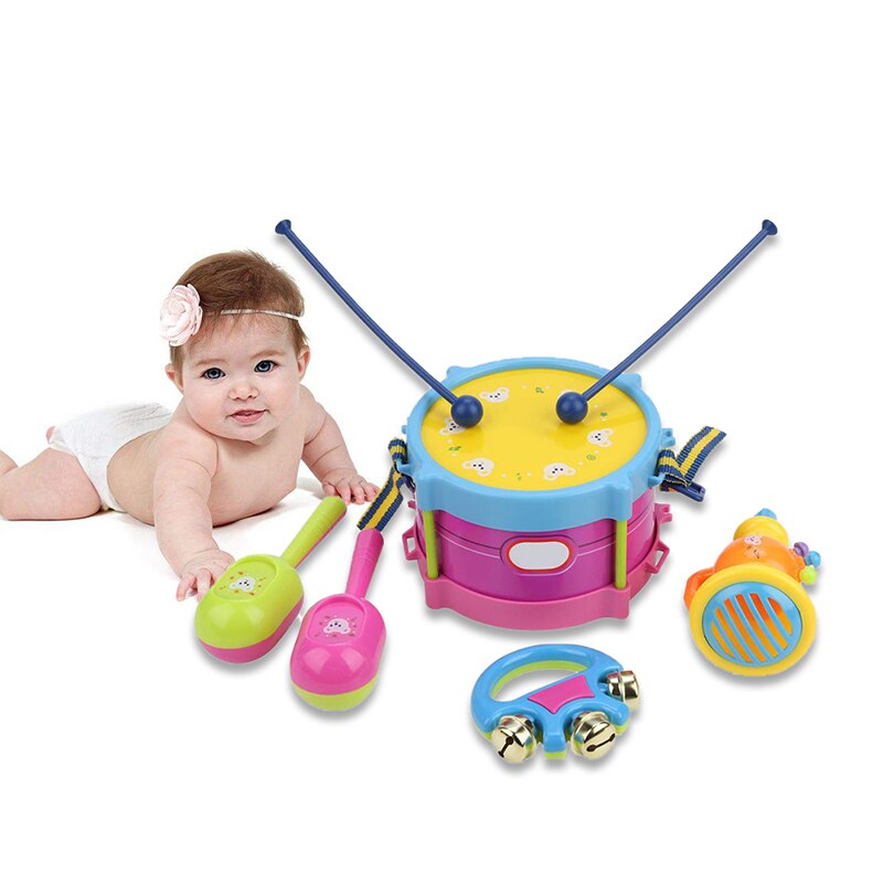 5PC enfants tambour trompette jouet musique Percussion Instrument Kit de bande apprentissage précoce jouet éducatif bébé enfants enfants coffret