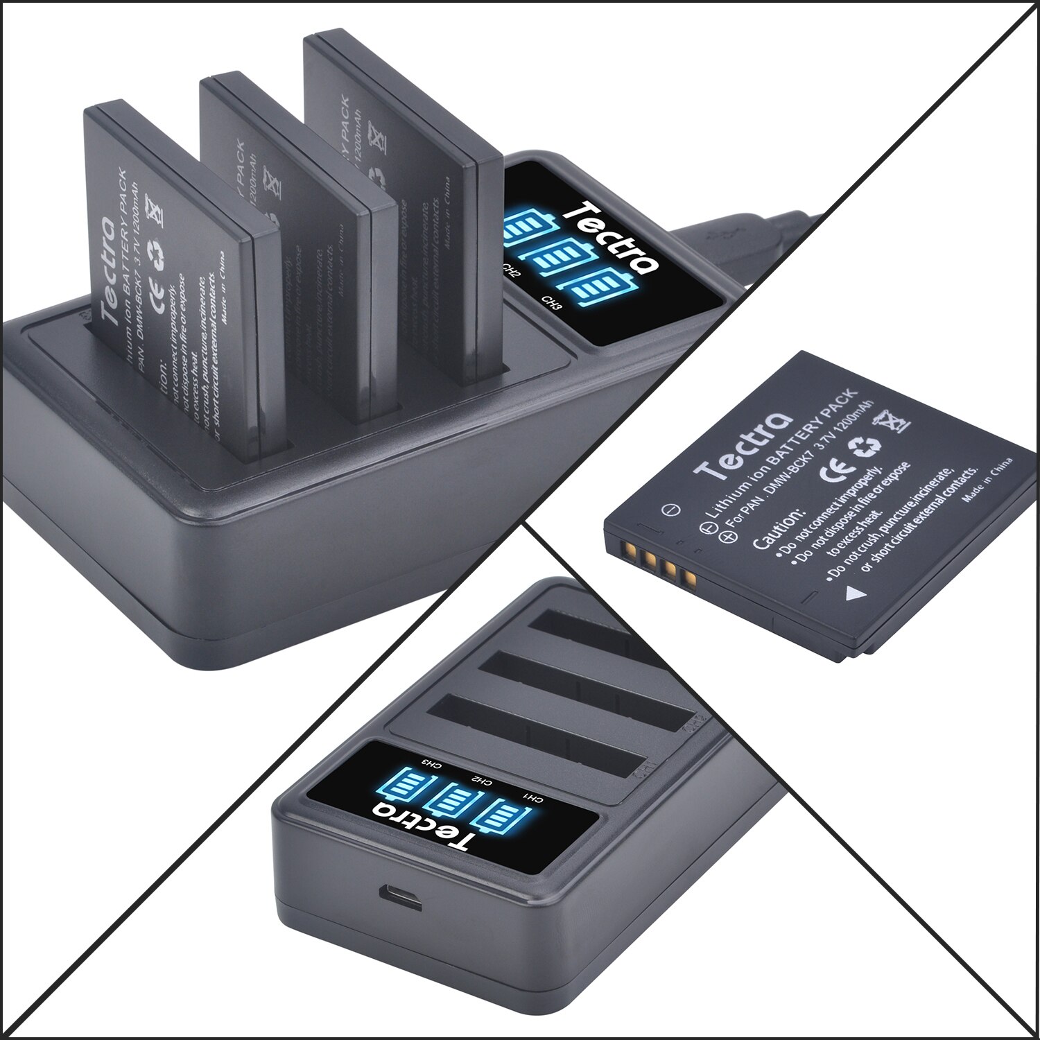 DMW-BCK7 Batterie + LED USB Chargeur pour DMW BCK7E BCK7PP NCA-YN101G Panasonic Lumix DMC-FH25 FH27 FP5 FP7 FS16 FS22 FS35 FS37 S1