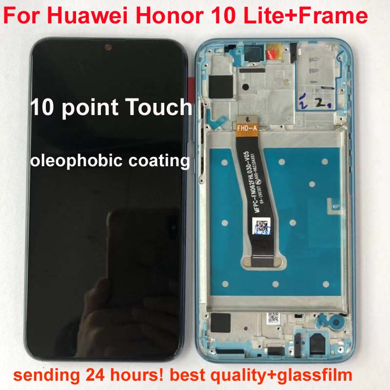 100% pantalla Original para Huawei Honor 10 Lite LCD Digitalizador de pantalla táctil con Marco Mundial versión 6,21 "HRY-LX1 HRY-LX2 HRY-L21