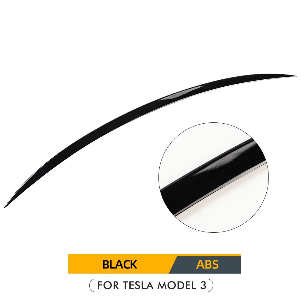 Heenvn Model3 Waterkerende Wing Voor Tesla Model 3 Spoiler Carbon Fiber Abs Kofferbak Spoiler Cover Model Er Accessoires: Black