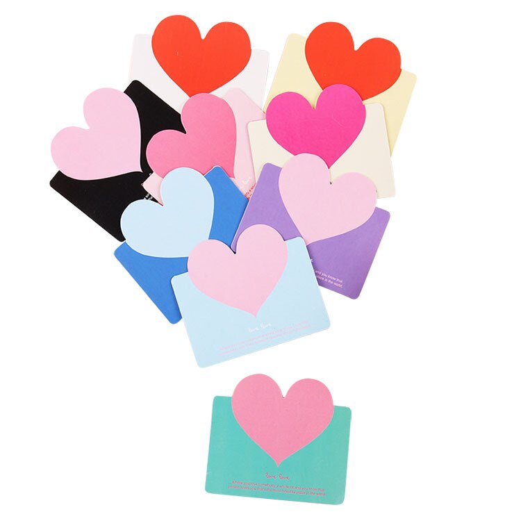 50 stk / taske blandet farve kærlighed hjerteform lykønskningskort valentinsdagskort bryllupsinvitationer kort romantisk takkort
