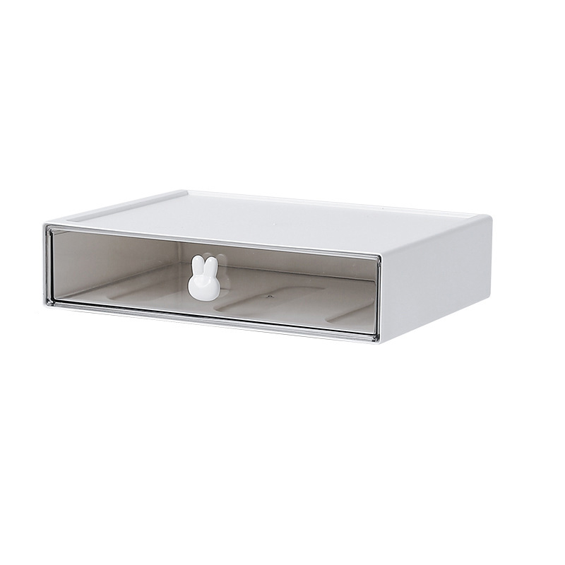 1PC White Plastic Stackable Desktop Drawer Organizer, Multi-Functional Storage Box for Office, Home, and Classroom: WHITE