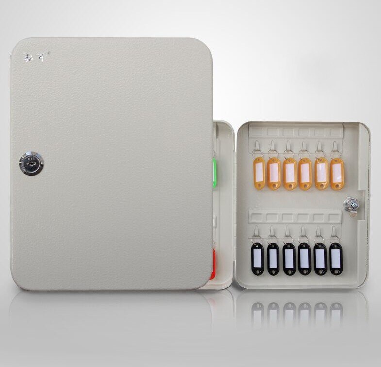 Wall Mounted Key Cabinet Password Lock Security Keybox Storage Box Contains 48 key card For Company Home Office Hanging Car Keys: 28hooks (key tag