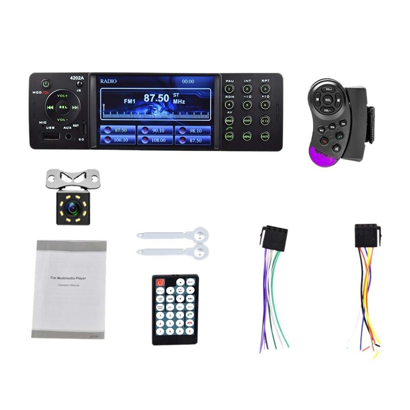 4 Inch Car Embedded Head Unit Single Din Automatic Radio Bluetooth Autoradio USB SD Auxiliary FM Receiver Hands-Free Huilt-In HD
