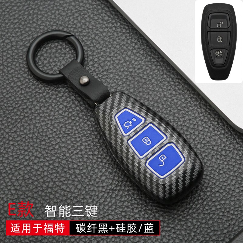 Carbon Fiber Abs Auto Smart Key Case Cover Voor Ford Fiesta Focus 3 4 Mondeo Ecosport Kuga Focus St autosleutel Smart Remote Key