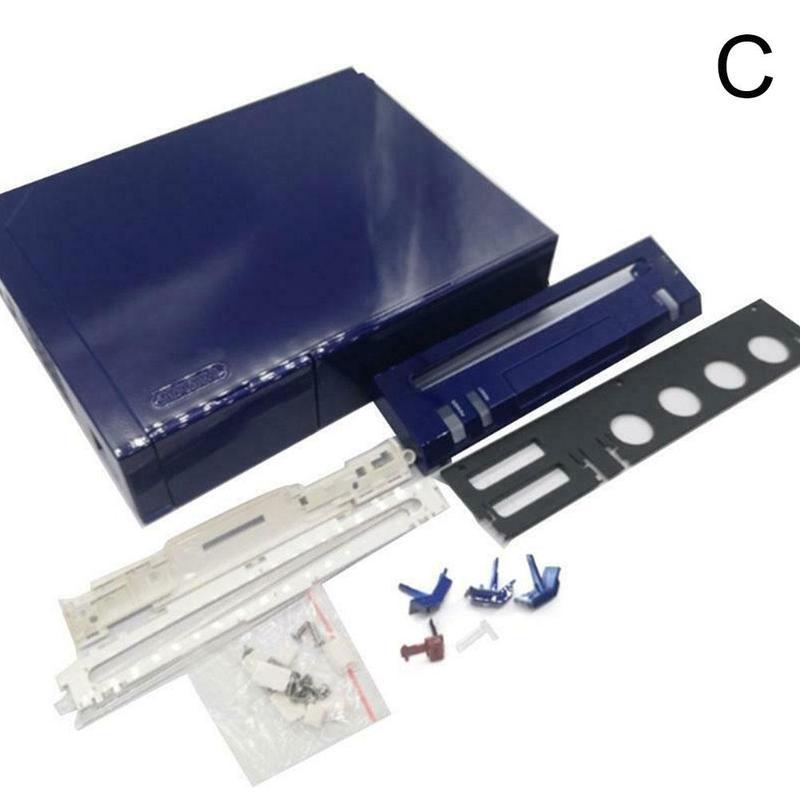 Fundas completas con botón para Wii, carcasa transparente, Shellsc, carcasa de repuesto para consola Wii: Blue