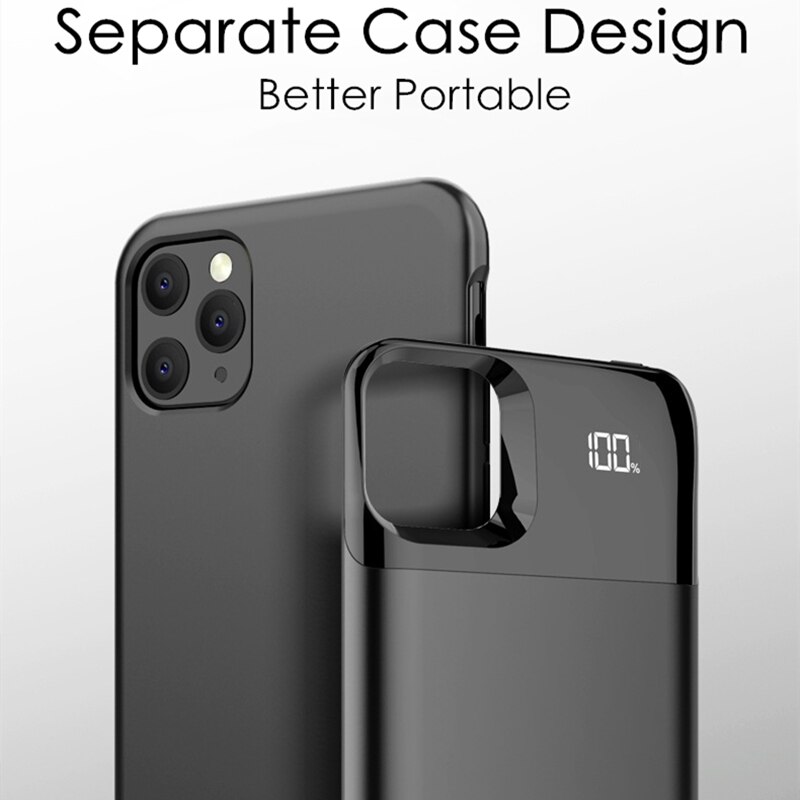 for iPhone 11 11 Pro Battery Charger Case 2 in 1 LED Display Thin Magnetic Wireless Powerbank for iPhone 11 Pro Max Battery Case