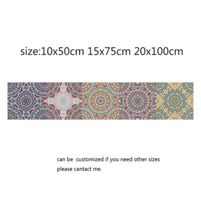 Retro mandala stil fliser klistermærker talje linje wallstickers køkken badeværelse toilet kant vandtætte selvklæbende decals: 2 / 15 x 75cm