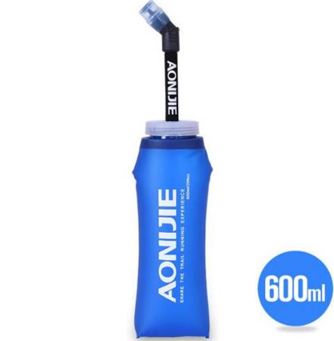 AONIJIE 170ml 200ml 250ml 350ml 500ml 600ml Running Sport Bicycle Soft Water Bottle Folding TPU Soft Flask Water bag: 600ml bottle