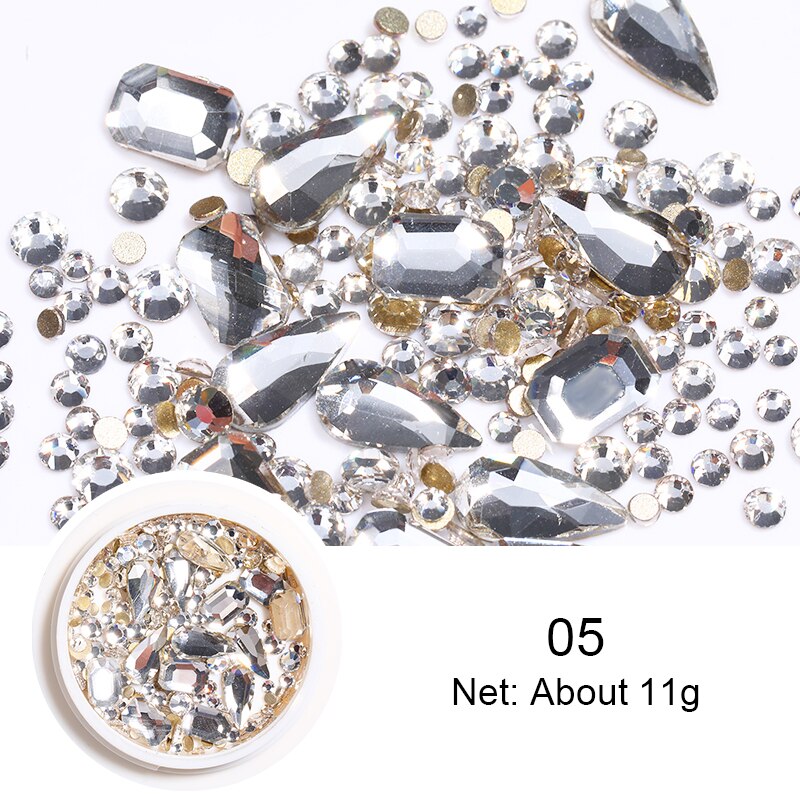 100PCS/Bag Crystals Clear Sharp Flat Back AB Glass Rhinestones Glittering Rhinestone Nails Art Decoration DIY Accessories