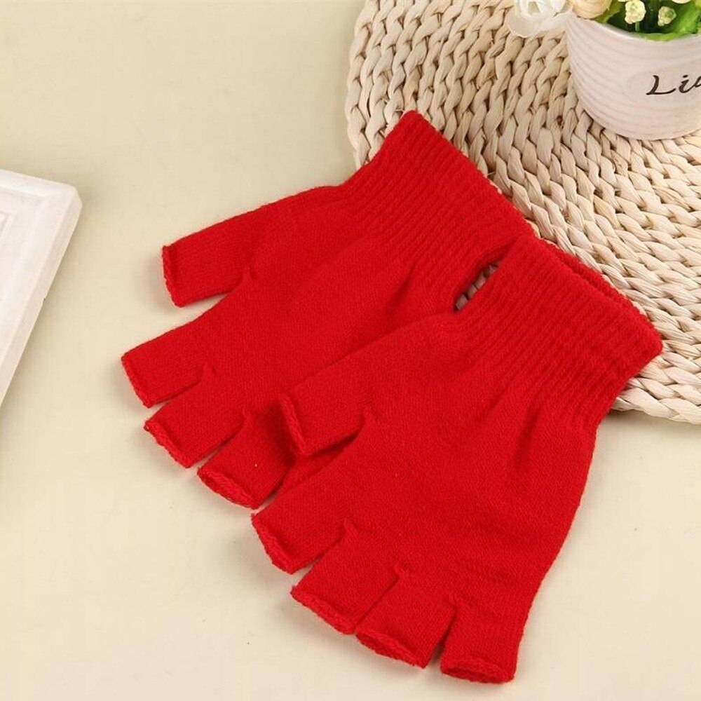 Unisex Winter Glove Mitten Fingerless Knitted Crochet Half-finger Adult Warm Winter Fingerless Glove Guantes Invierno Mujer #W3