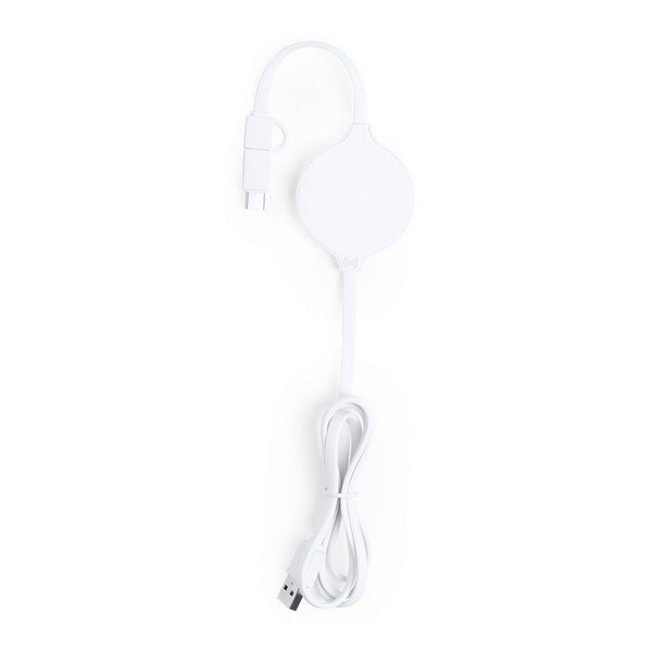 Câble USB avec foudre, USB-C et chargeur sans fil blanc 146259