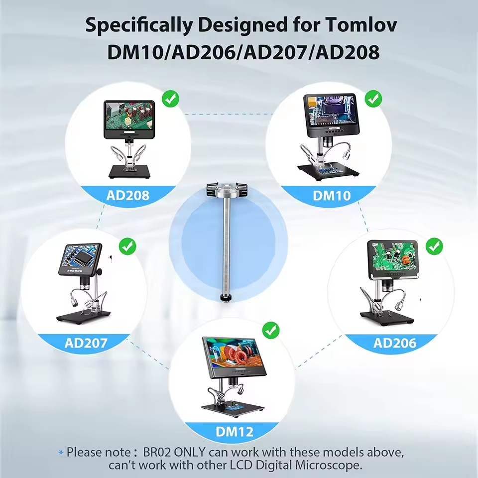 TOMLOV Digitale Microscoop Aluminium Stand BR02 Verstelbare Houder Post Ondersteuning Beugel Max 1.65 "Diameter Voor DM10 AD206