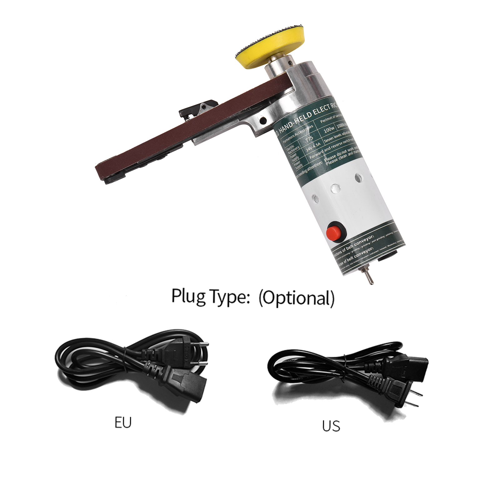 Elektrischer Bandschleifer, Mini-Bandschleifer, elektrische Schleifmaschine, kleine Schleifmaschine, tragbarer elektrischer Bandschleifer mit Schleifbändern: green