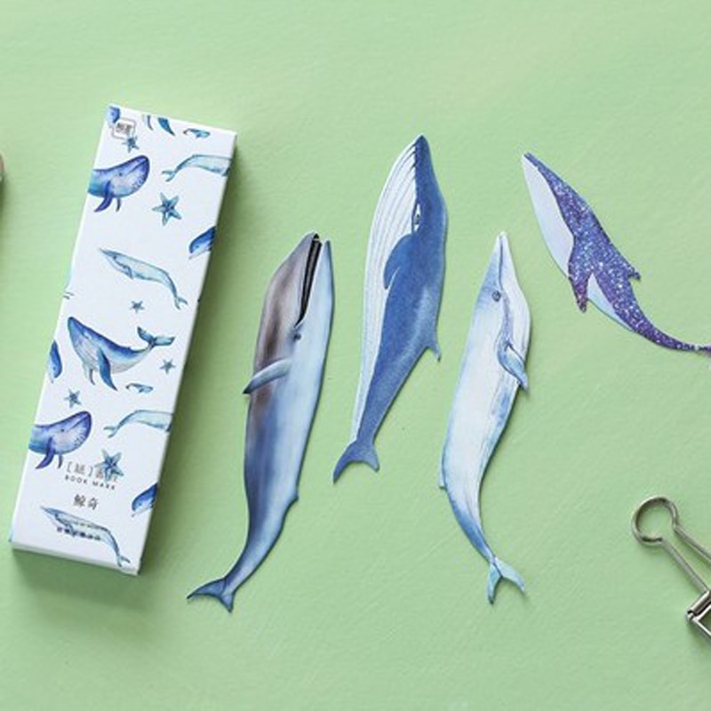 30 stk/sett hval fisk papir bokmerke skrivesaker bokmerker bokholder leseutstyr papelaria meldingskort
