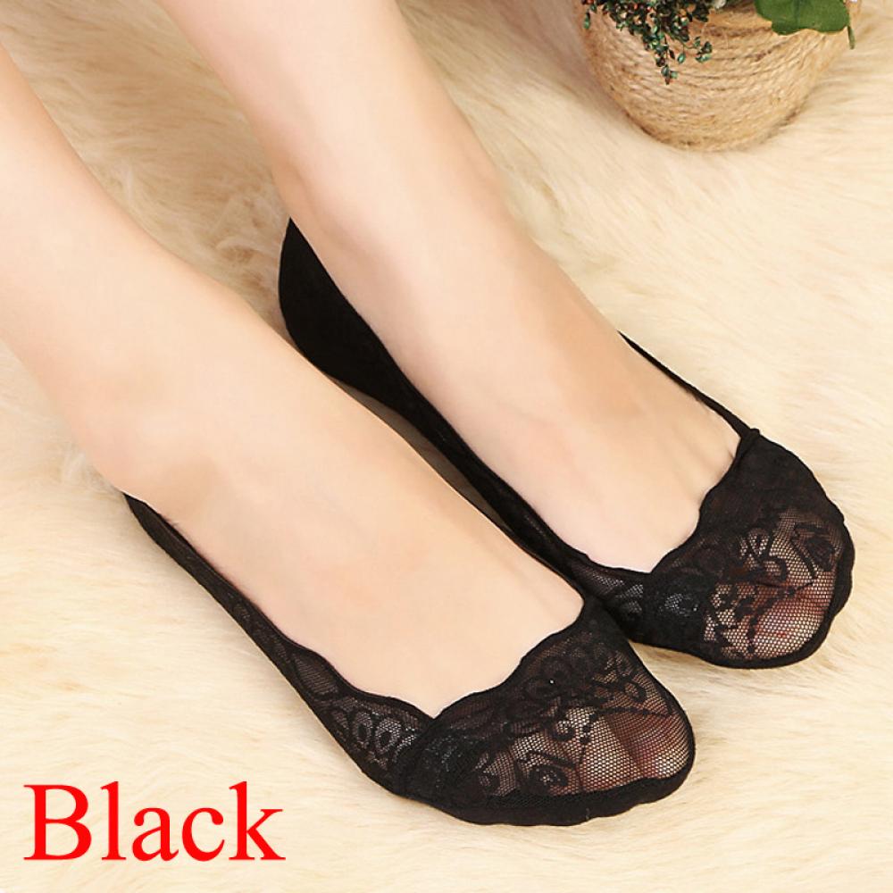 1 paire de chaussettes d'été en coton à fleurs et dentelle pour femmes, confortables, antidérapantes, invisibles, à la cheville, élastiques, courtes: 14