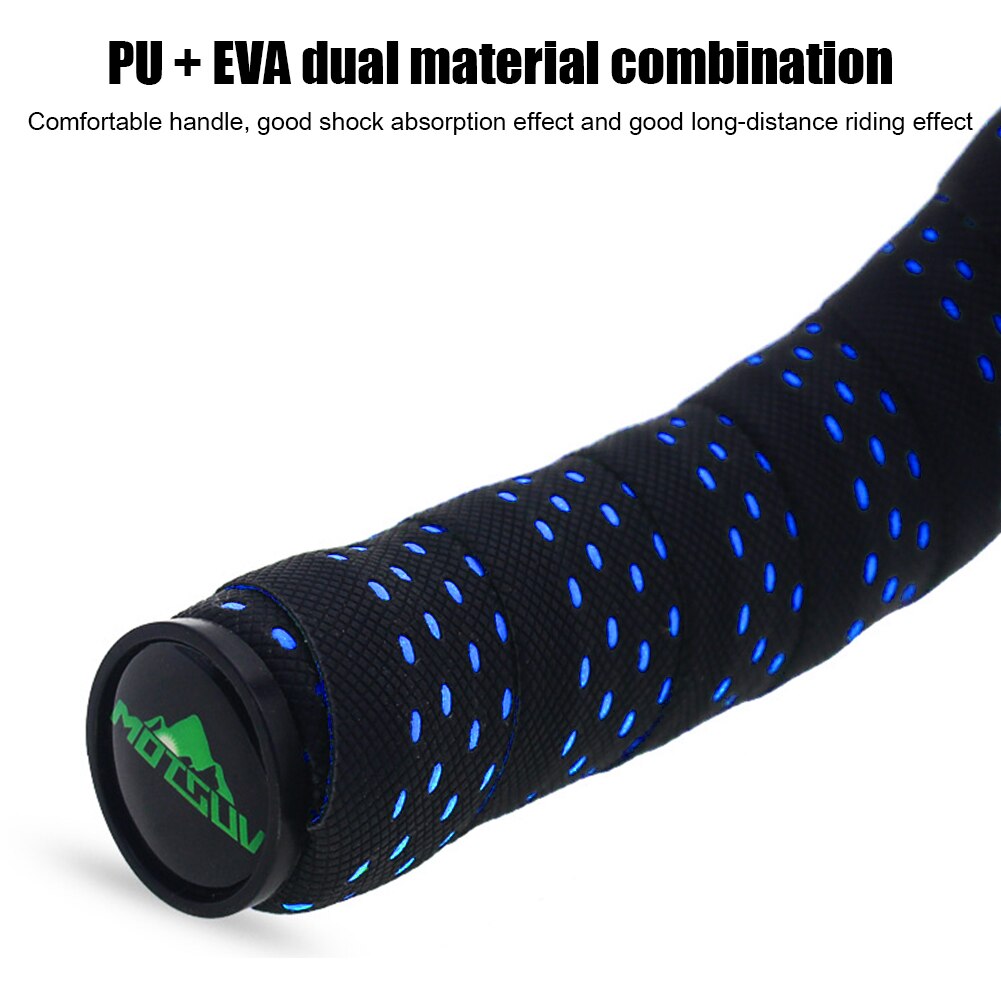 1 Pair Anti-slip Road Bike Handlebar Tap Soft EVA Bicycle Handle Bar Strap Perforated Bicycle Handel Bar Tapes with 2 Bar Plugs