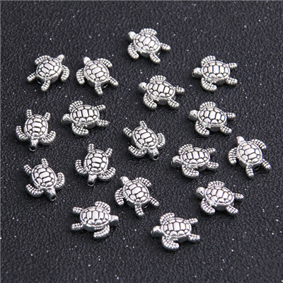 10 Pcs 12*13 Mm Twee Kleur Schildpad Bead Spacer Bead Bedels Voor Diy Kralen Armbanden Sieraden Handgemaakte maken: Antique Silver