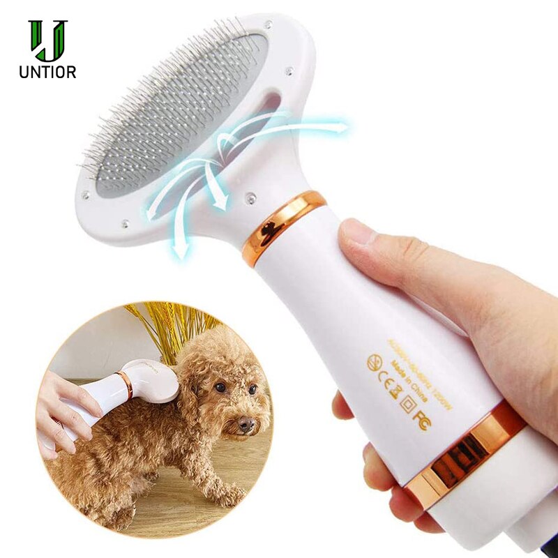 UNTIOR-cepillo eliminador de pelo para perros y gatos, 2 en 1, secador de pelo para mascotas, peine de depilación, limpiador de pelo para mascotas, SUMINISTROS DE ASEO