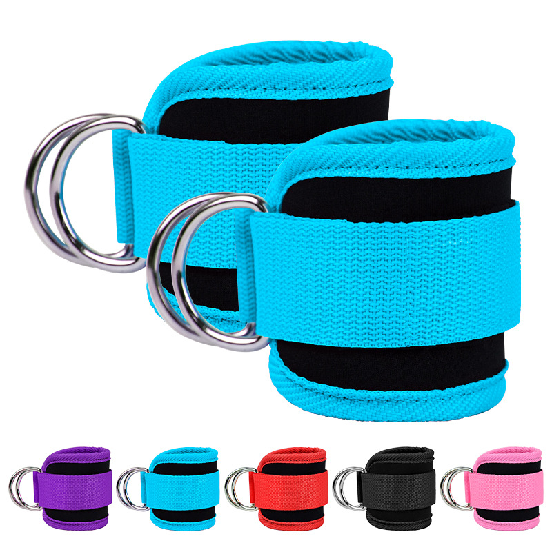 Correas de tobillo para gimnasio, puños acolchados de neopreno ajustables con doble anillo en D, soporte de entrenamiento para piernas y peso del tobillo, abductores de seguridad deportivos