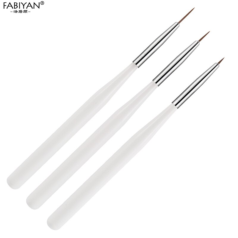 3pcs/set White French Nail Art Brush Carving Pen Tips Polish Gel UV Acrylic Liner Painting Drawing Flower Tools Manicure