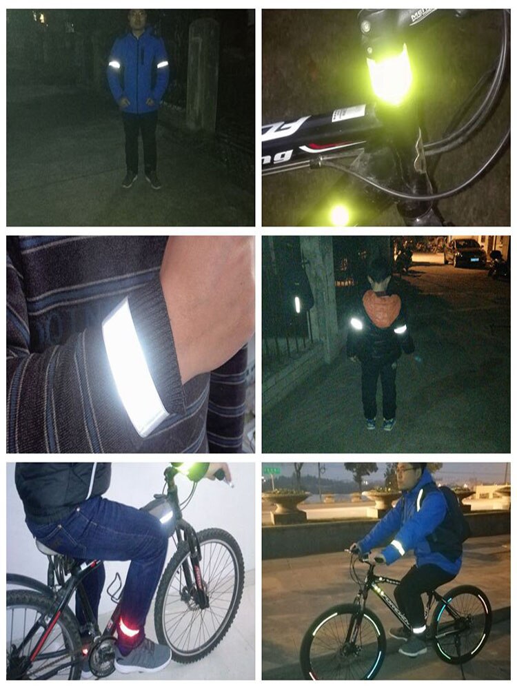 41CM MEILITE 500 candle lights reflective Wristband slap band bracelets armband Strips Warning Bike Safety Bicycle Bind Pants