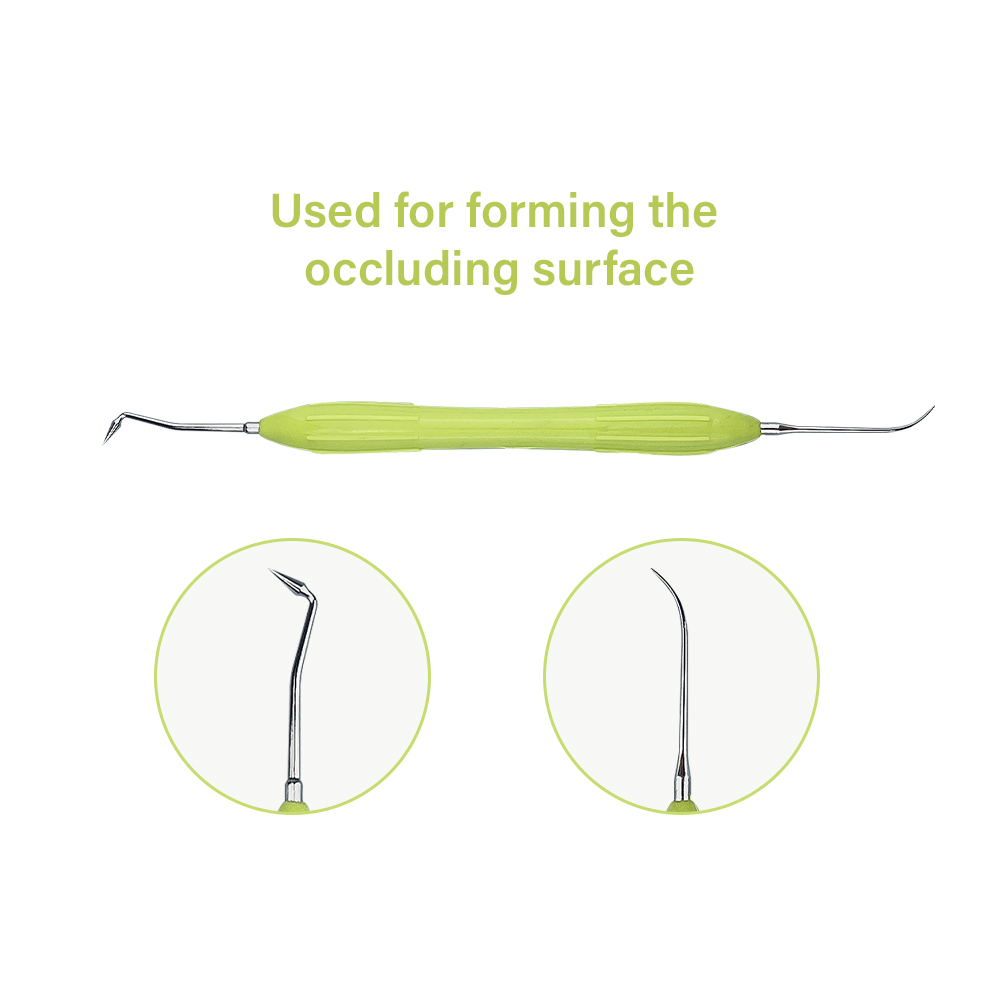Espátula de relleno de resina Dental, restauración estética, espátula de relleno de resina compuesta, cuchillo, mango de silicona, herramienta de dentista: Verde
