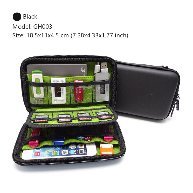 Reizen Digitale Accessoires Case Kabel Organizer Bag Storage Box Elektronische Gadgets Usb Draden Charger Hoofdtelefoon Power Bank Case: Black
