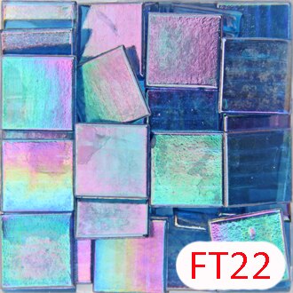 200g/68 stk 20 x 20mm 3/4 tommer fancy kvartsmosaik irideret glas iriserende glasfliser, glaslegemini mini, materialeleverandør: Ft22