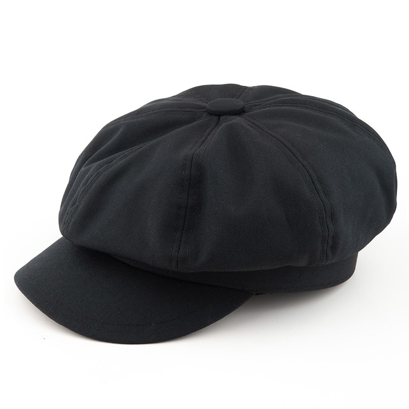 54cm 56cm 57.5cm 59cm 61-62cm barn canvas tidningspojke keps dam målare hatt ull filt basker män stor storlek åttkantig hatt: Duk svart / 59cm