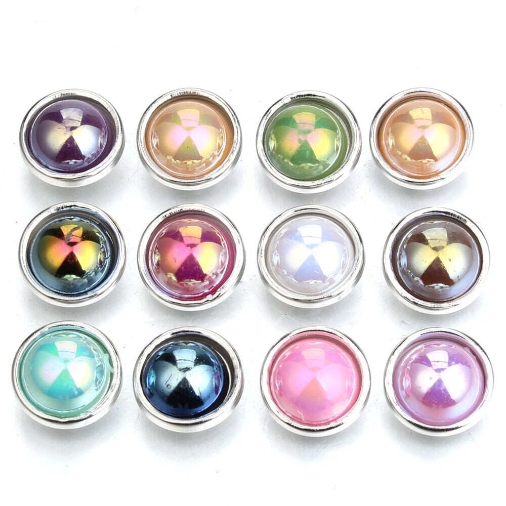 10pcs/lot Mixed Color 12MM Random Fish Scale Resin Snap Button For Women Fit 12mm Snap Bracelet Bangle Earrings Necklaces: 13