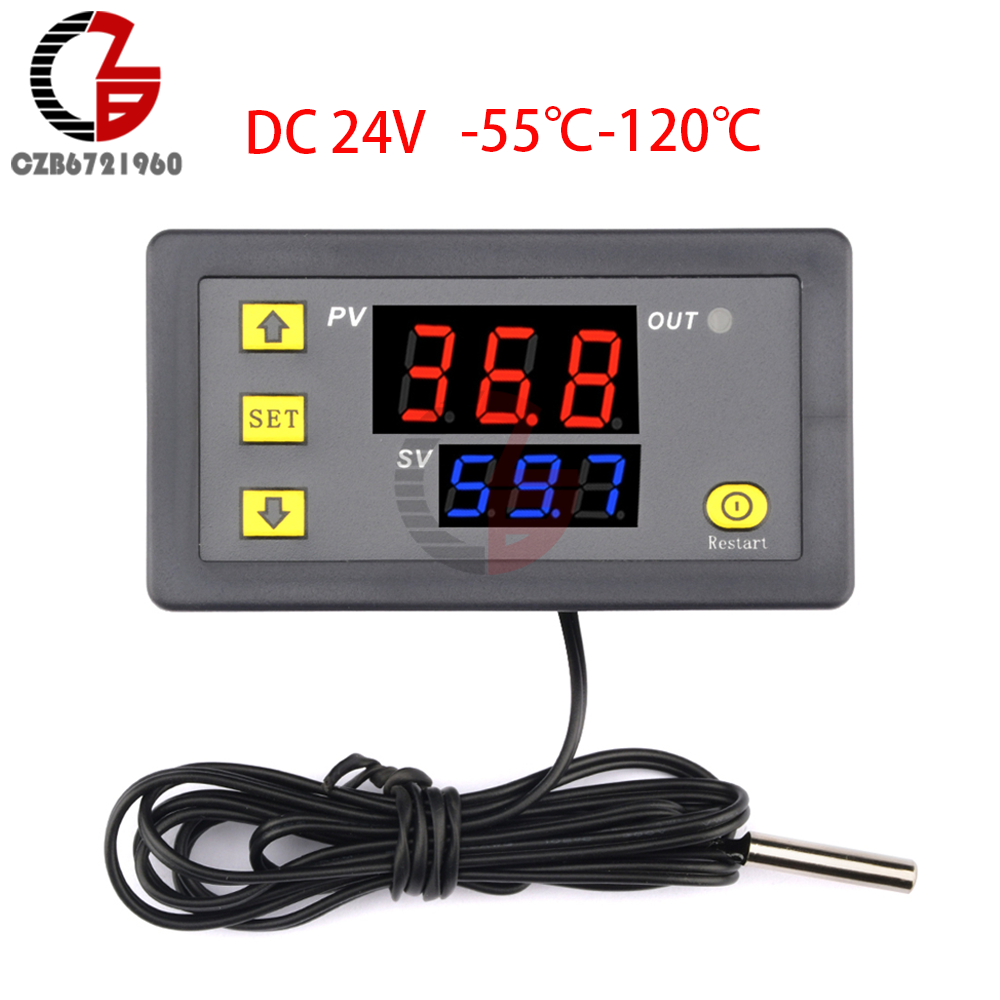 W3230 Digital Temperature Controller Thermostat Regulator Switch Sensor 12V 24V 220V Heating Cooling Control Thermoregulator: Silver