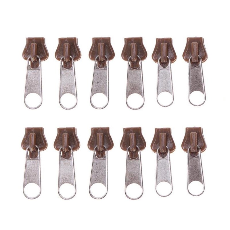 Popular 6pcs Universal Instant Fix Zipper Repair Kit Replacement Zip Slider Teeth Zippers: Brown x2