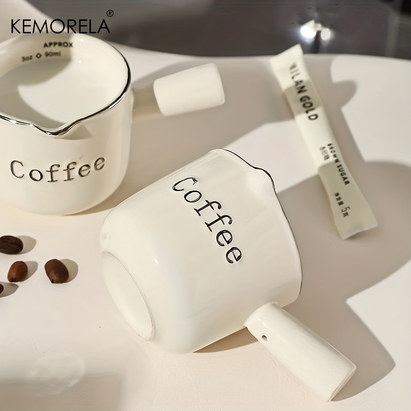 Kemorela 3oz/90ml Ceramic Measuring Cups Espresso Extraction Cup Transfer Cup Milk Cup With Scale kitchen tools