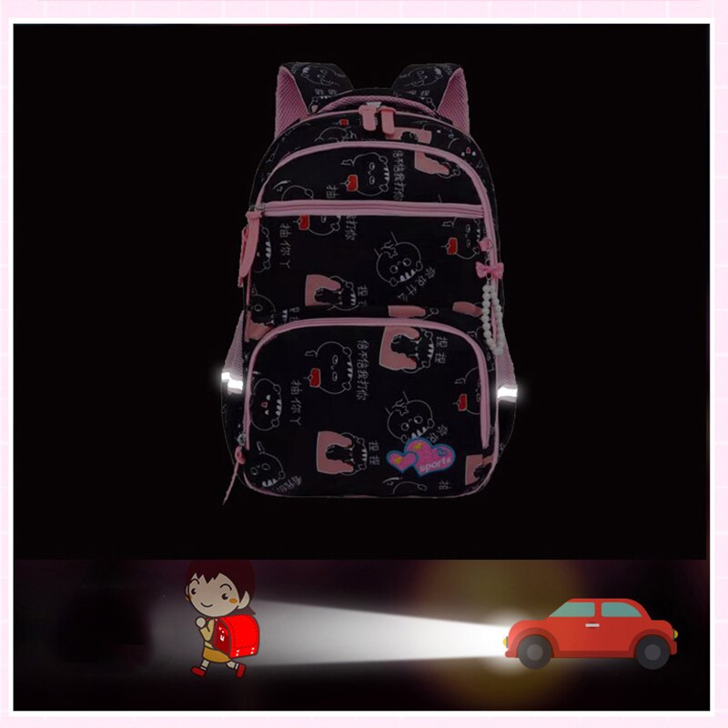 Bonito meninas saco de escola à prova dnylon água náilon bolsa de ombro anti-roubo 15.6 Polegada portátil mochila reflexão noite backbag