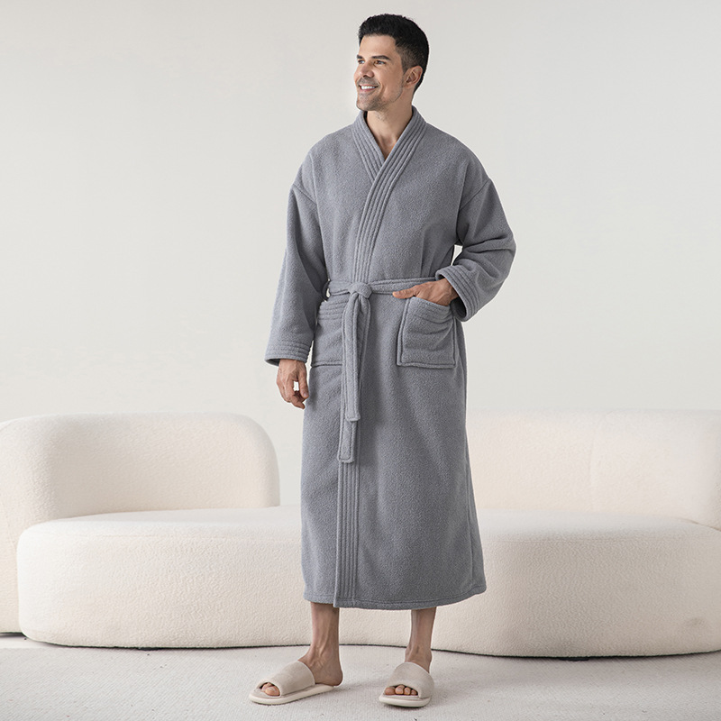 Paar Bademantel Herren halb-Samt Schlafanzug Herbst Winter gepolstert verdickt langen Bademantel Damen Heimat tragen Bademantel Frauen Universal-: Orange