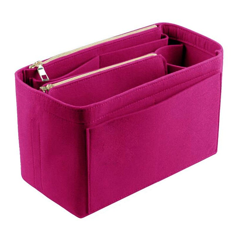 Purse Organizer Insert, Premium Vilt Bag Organizer voor Handtas handtas Tassen/Cosmetische Toilettas opbergtas: 24X15X13 cm / Rose Red