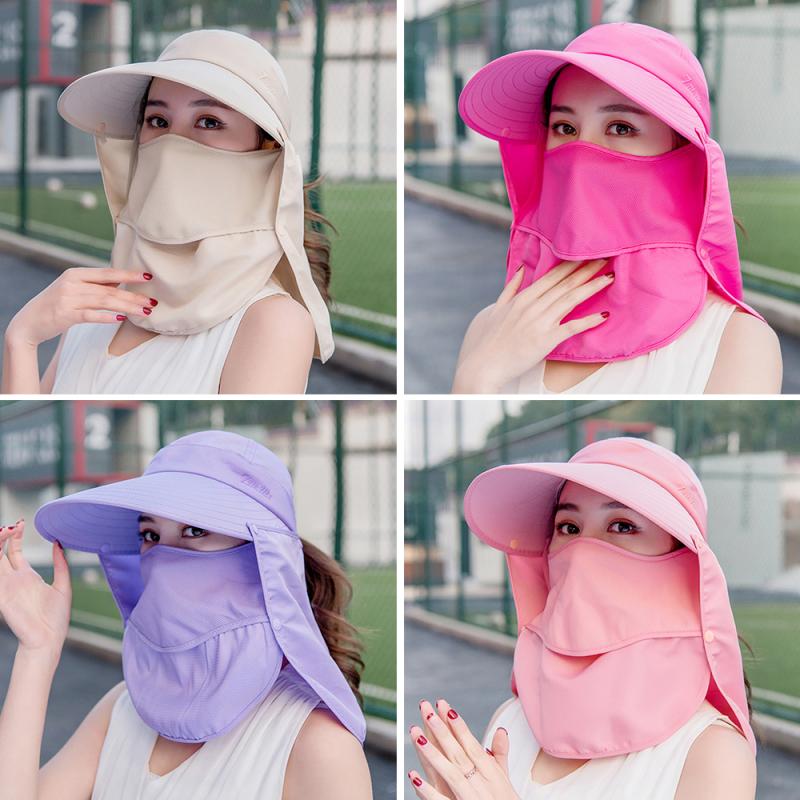 Gorro de playa Aire Libre Anti ultravioleta de verano para mujer, funda de playa para viajes, gorra de sol con cara, gorra bordada para deportes de playa populares