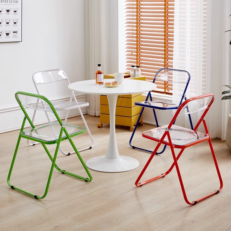 Silla plegable transparente, silla de comedor moderna y sencilla a la para el hogar, tienda de ropa acrílica, tienda de té de la leche, silla plegable de ocio